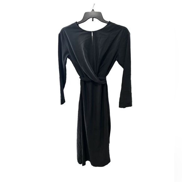 NWOT Prologue Elegant Black Microsuede Black Twist Tie Midi Dress - Picture 1 of 3